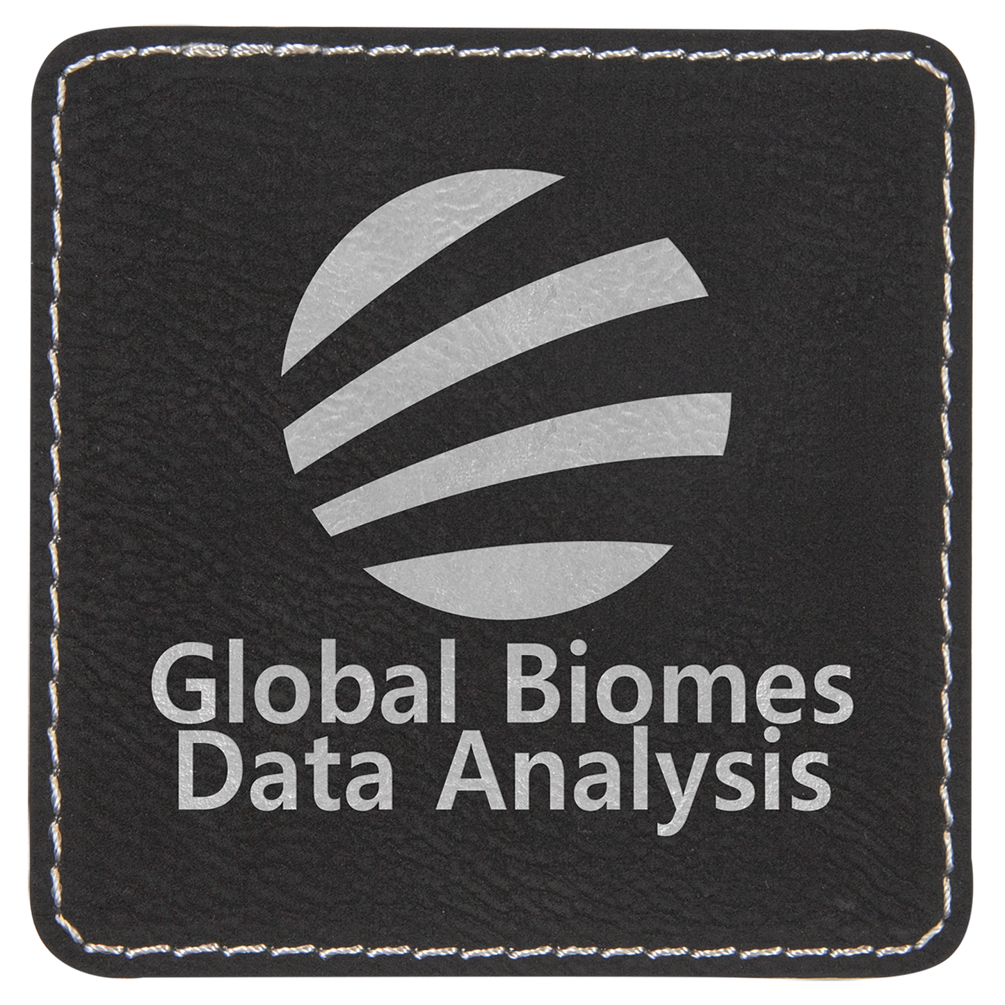 Black/Silver 3" x 3" Square Laserable Leatherette Patch with Adhesive