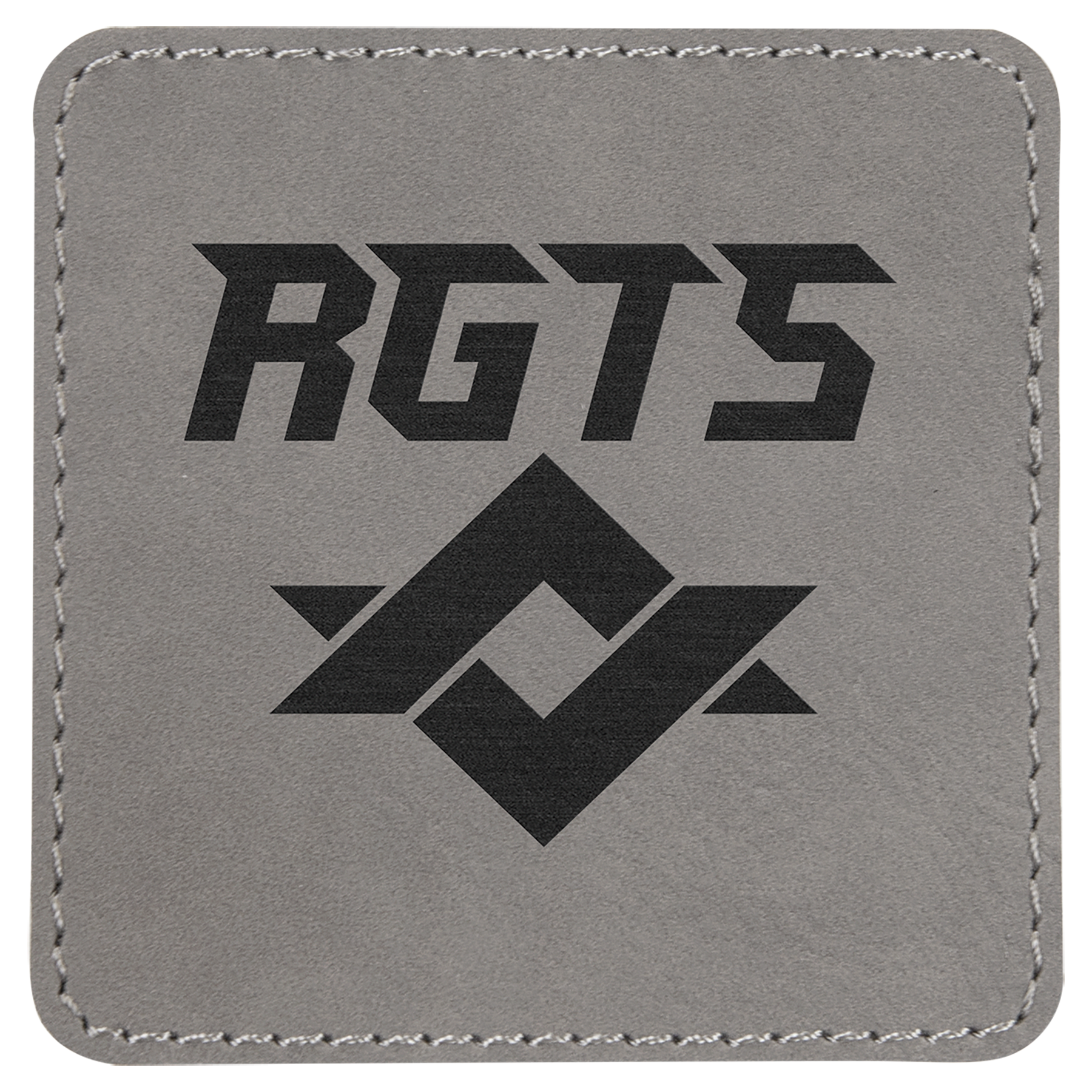 Gray 3" x 3" Square Laserable Leatherette Patch with Adhesive