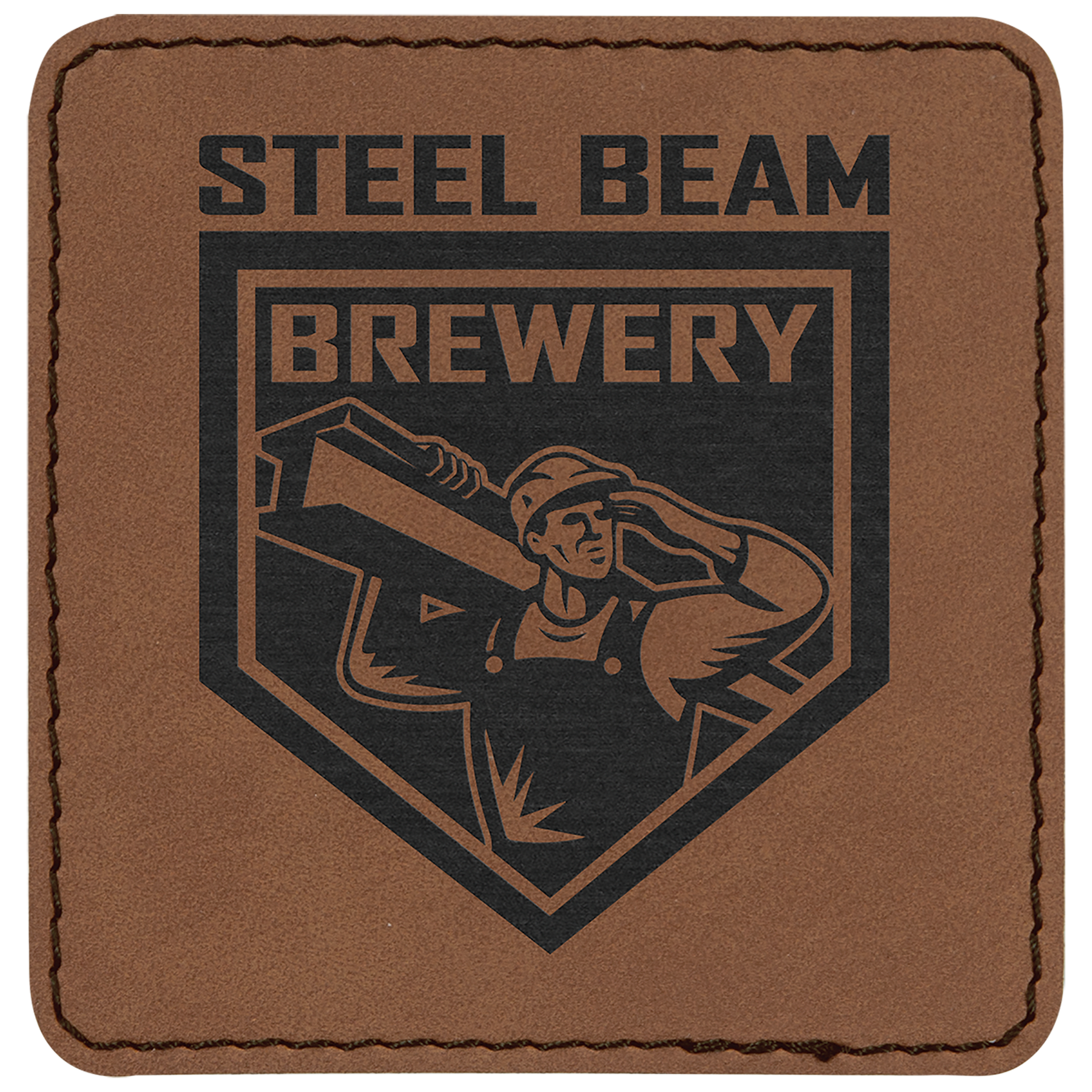 Dark Brown 3" x 3" Square Laserable Leatherette Patch with Adhesive