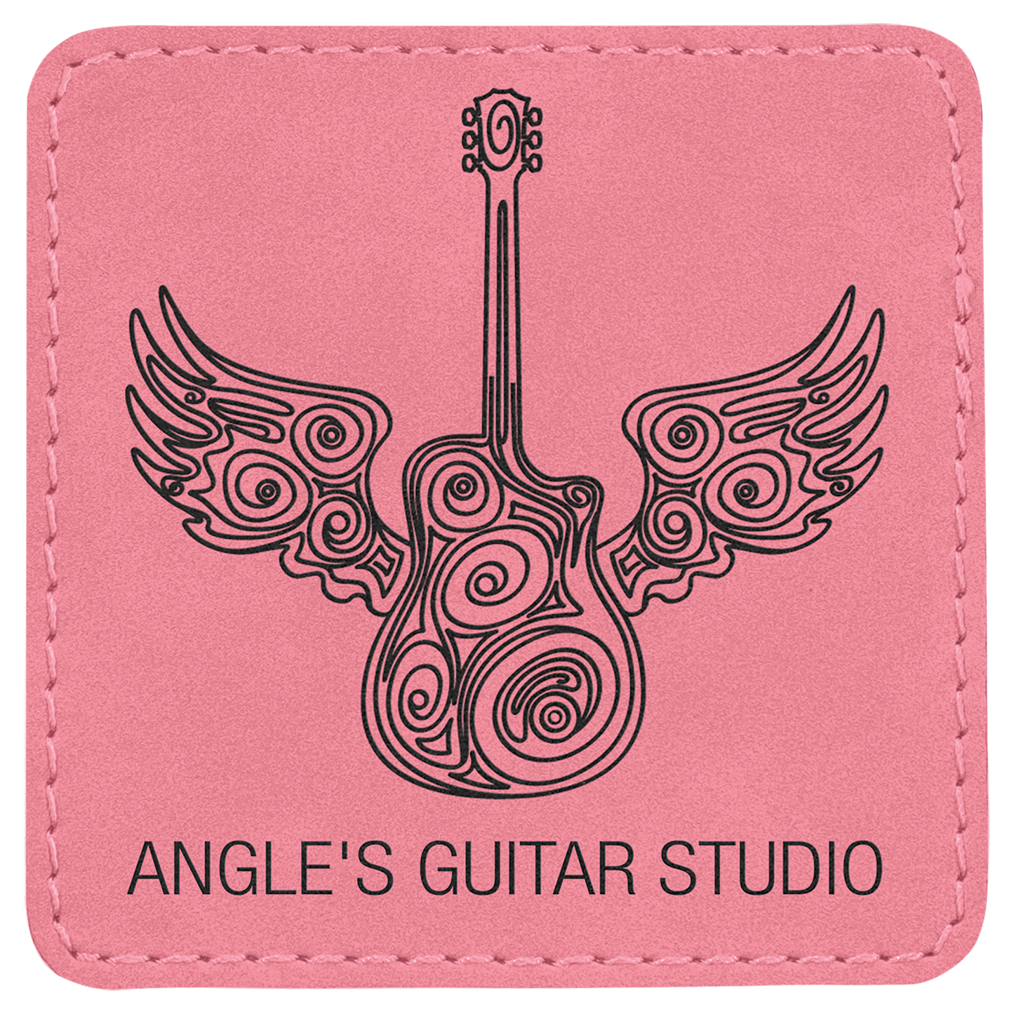Pink 3" x 3" Square Laserable Leatherette Patch with Adhesive