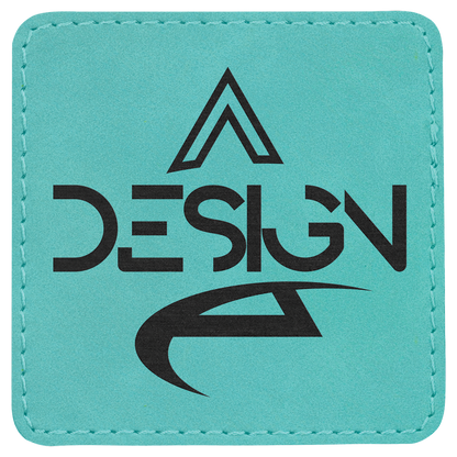 Teal 3" x 3" Square Laserable Leatherette Patch with Adhesive