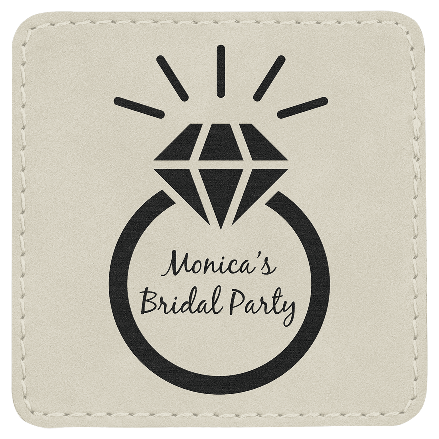 White 3" x 3" Square Laserable Leatherette Patch with Adhesive