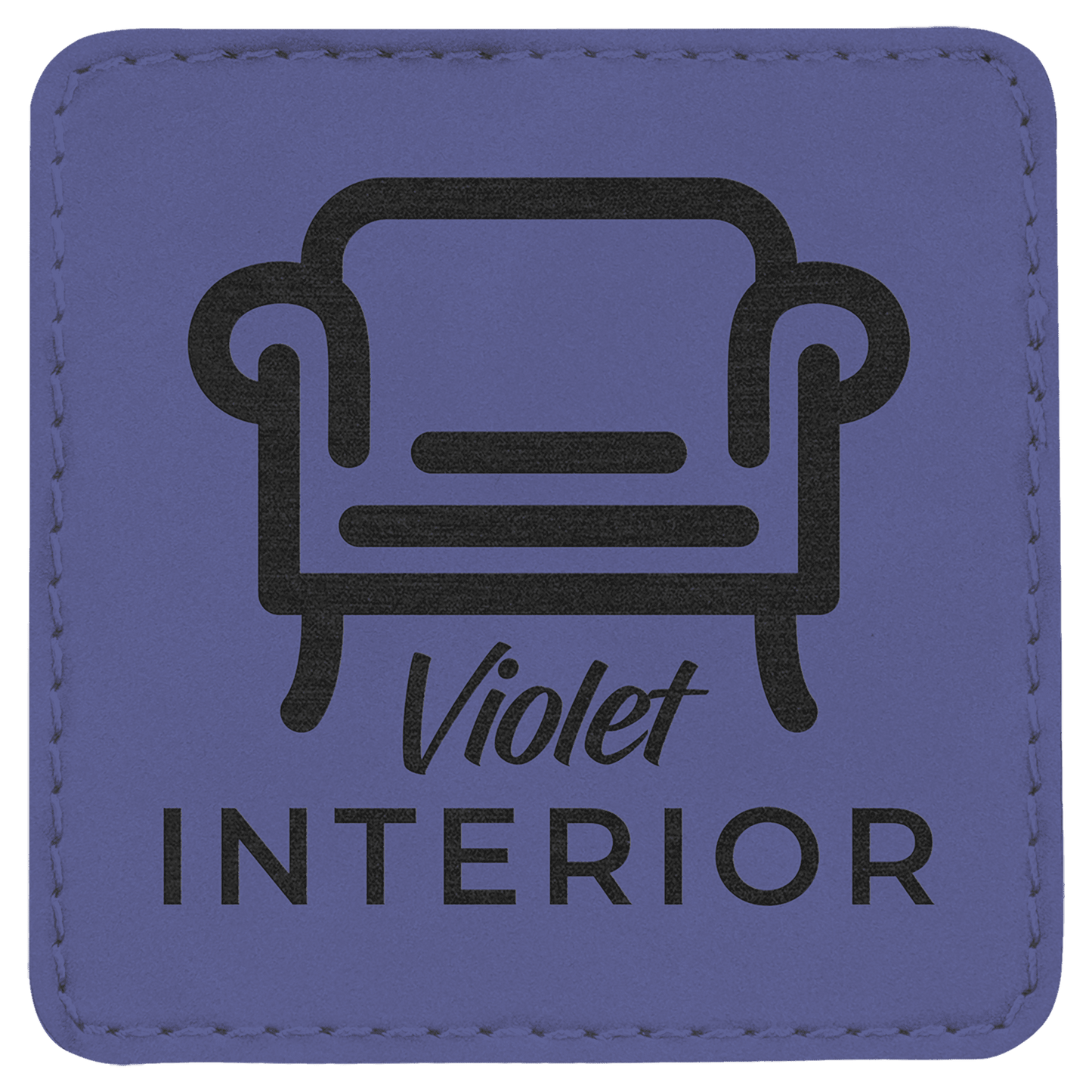 Purple 3" x 3" Square Laserable Leatherette Patch with Adhesive