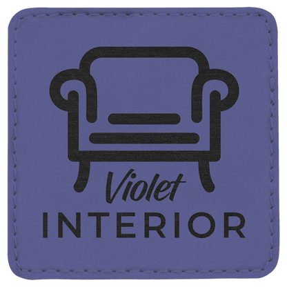 Purple 3" x 3" Square Laserable Leatherette Patch with Adhesive