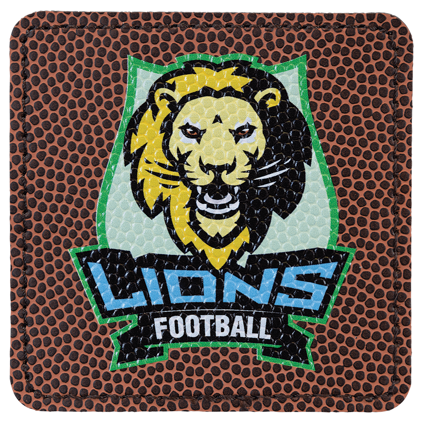 3" x 3" Square Football Laserable Leatherette Patch with Adhesive