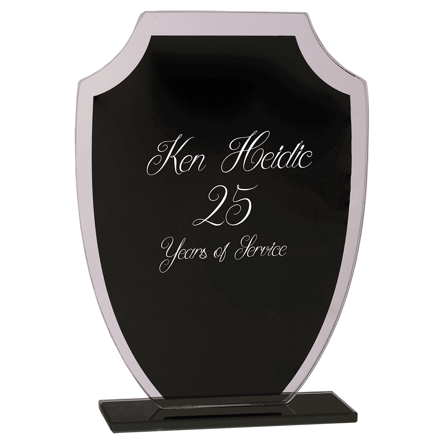 6 1/2" Black Shield Reflection Glass Award