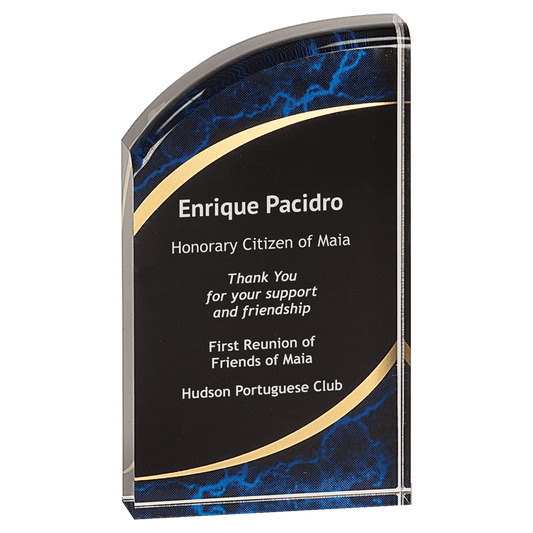 Blue 3 1/2" x 6" Marble Rounded Acrylic