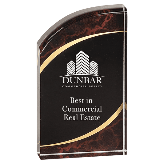 Red 3 1/2" x 6" Marble Rounded Acrylic