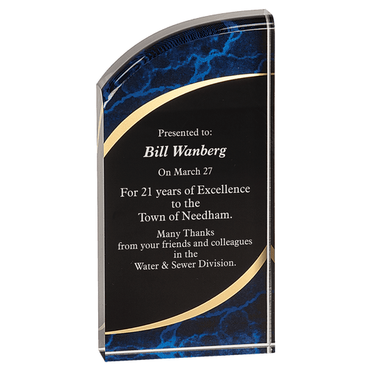 Blue 3 1/2" x 7" Marble Rounded Acrylic