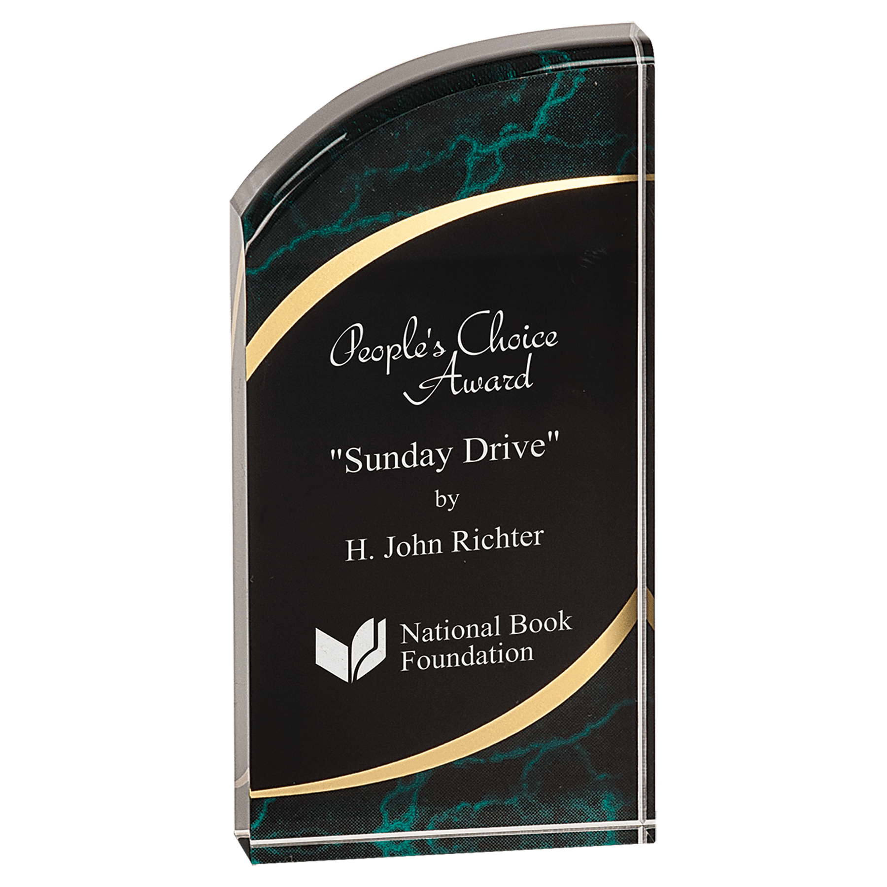 Green 3 1/2" x 7" Marble Rounded Acrylic