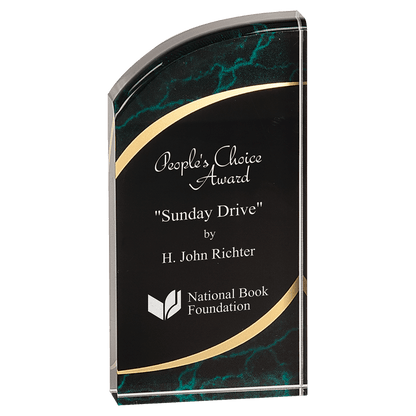 Green 3 1/2" x 7" Marble Rounded Acrylic