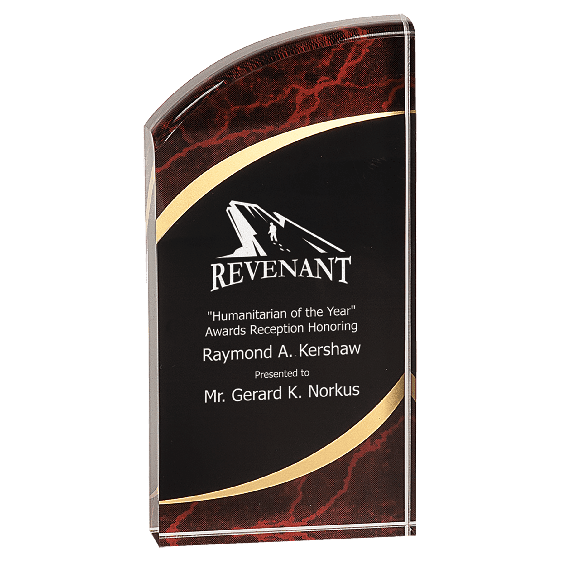 Red 3 1/2" x 7" Marble Rounded Acrylic