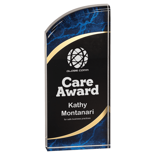 Blue 3 1/2" x 8" Marble Rounded Acrylic