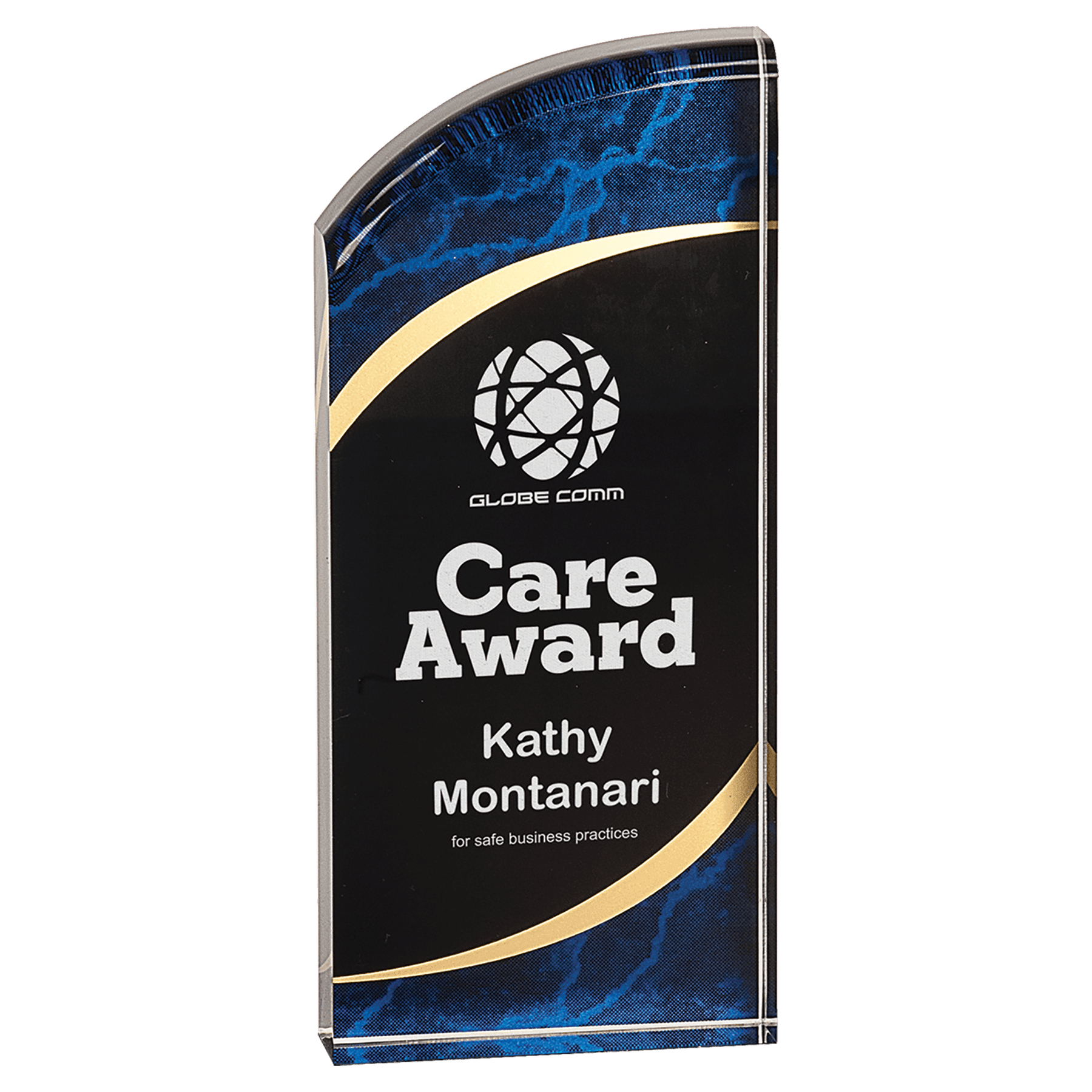 Blue 3 1/2" x 8" Marble Rounded Acrylic