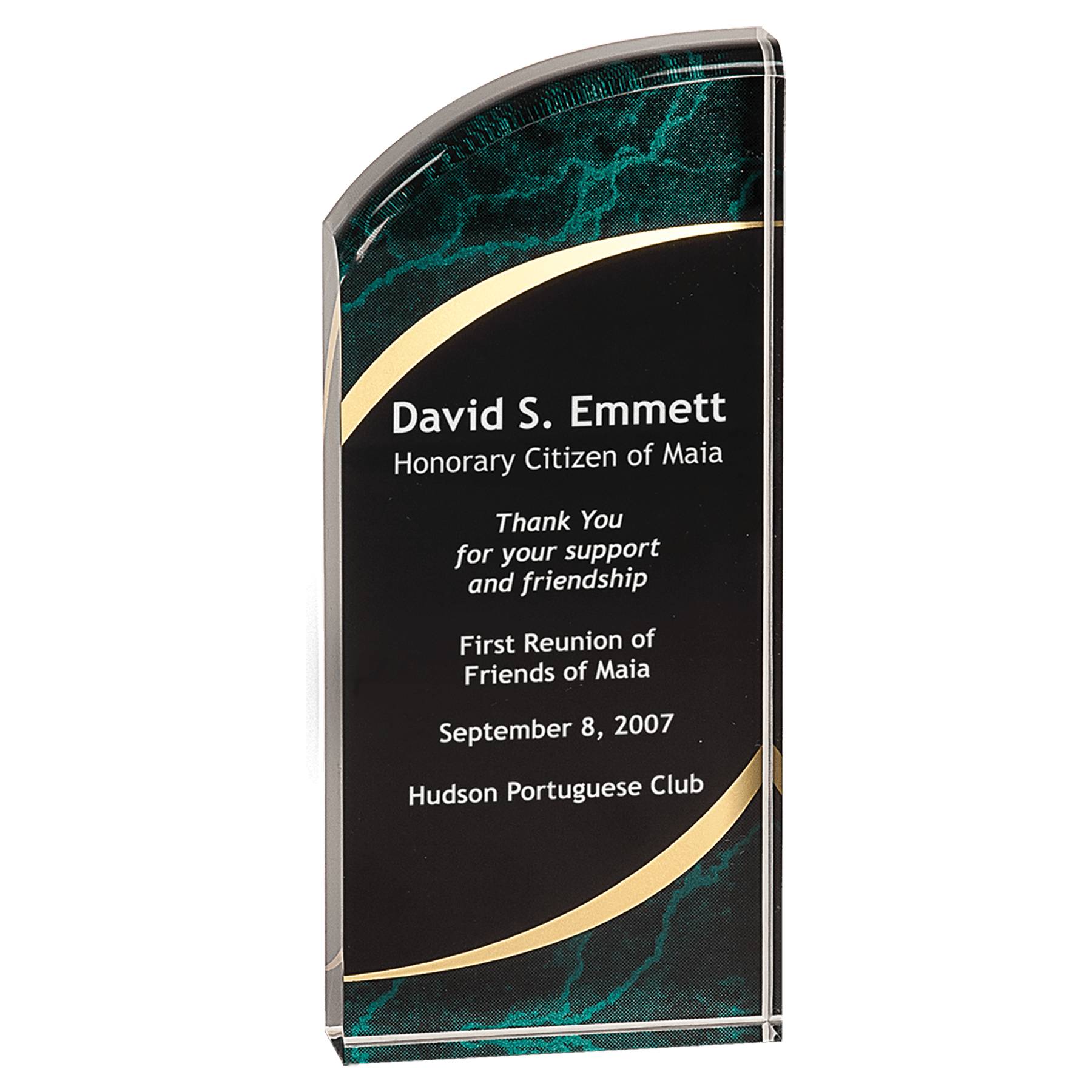 Green 3 1/2" x 8" Marble Rounded Acrylic