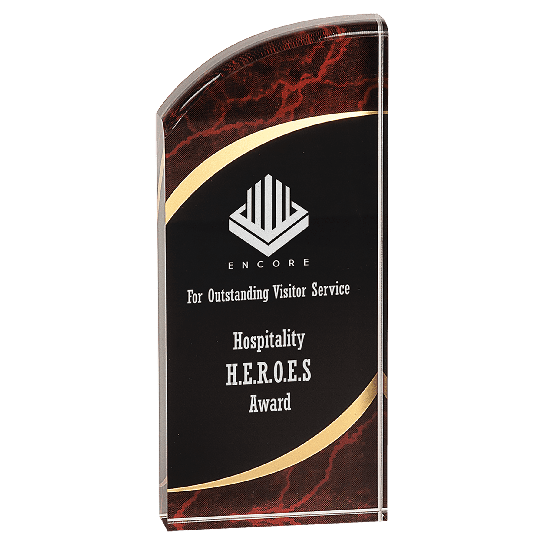 Red 3 1/2" x 8" Marble Rounded Acrylic