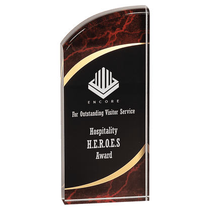 Red 3 1/2" x 8" Marble Rounded Acrylic