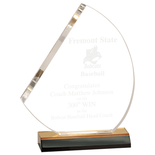 7 1/2" x 8 3/4" Gold Reflection Sail Acrylic with 6" Gold Mirror Base