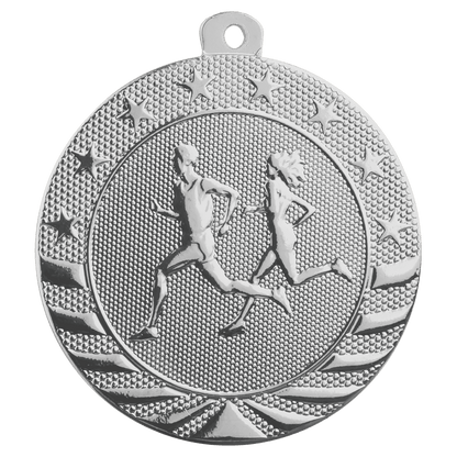 Bright Silver 2" Cross Country Starbrite Medal