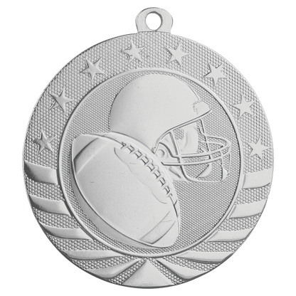 Bright Silver 2 3/4" Football Starbrite Medal