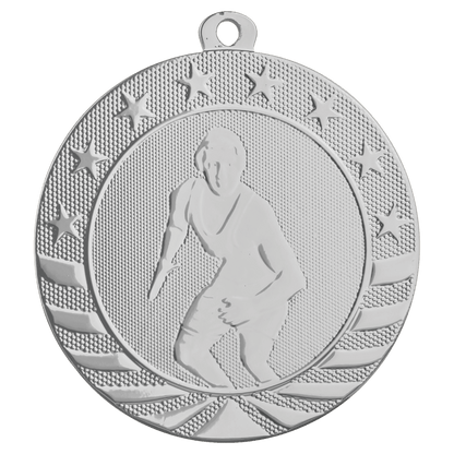 Bright Silver 2 3/4" Wrestling Starbrite Medal
