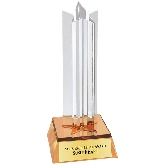 6 3/4" Gold Star Column Acrylic with Gold Base