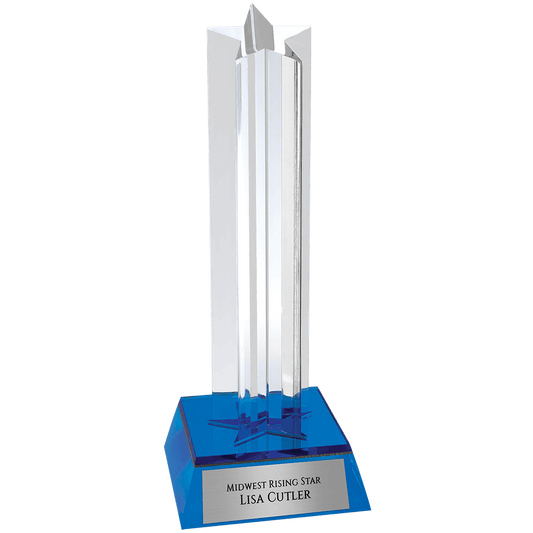 7 1/2" Blue Star Column Acrylic with Blue Base