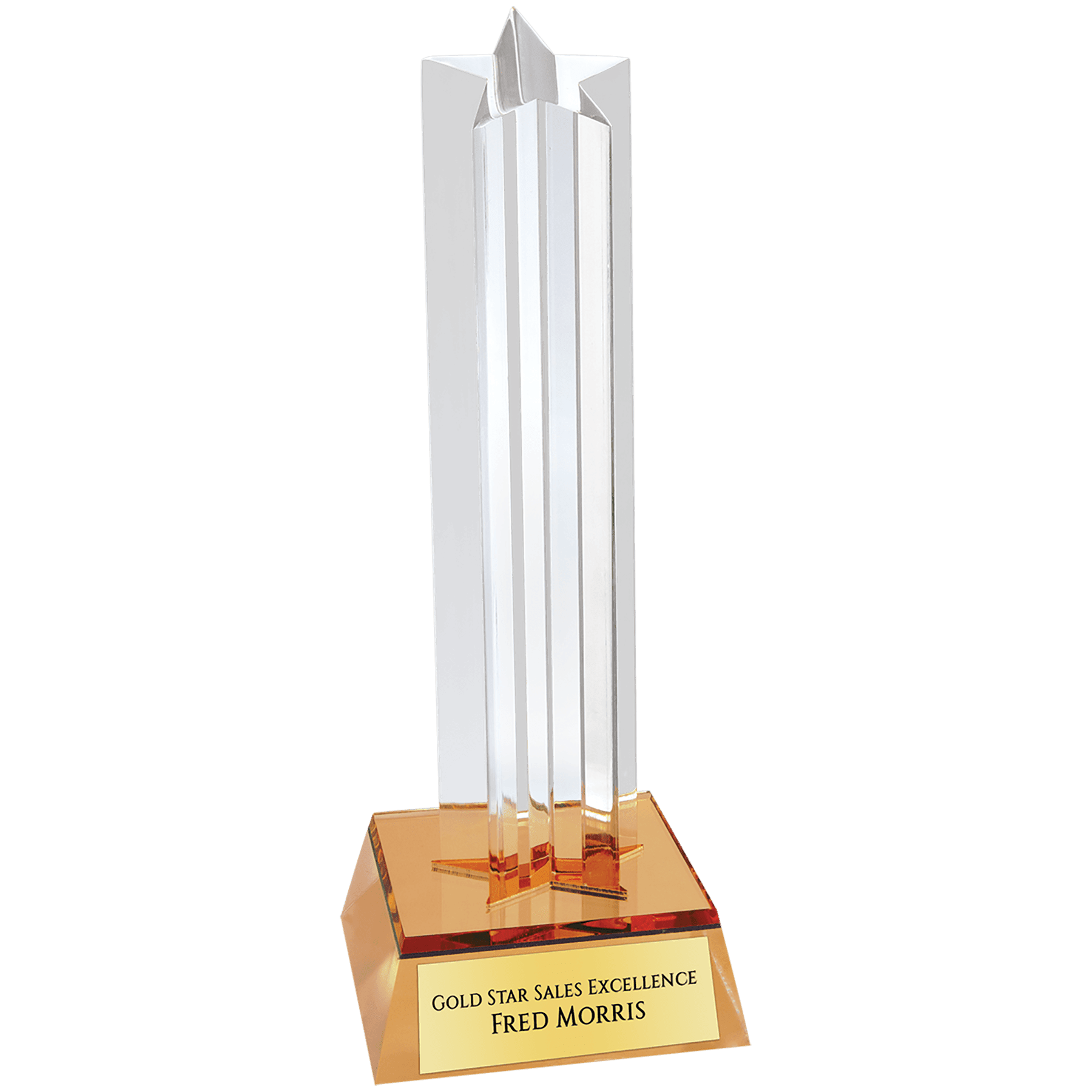 7 1/2" Gold Star Column Acrylic with Gold Base