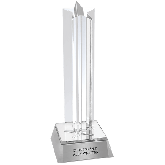 7 1/2" Silver Star Column Acrylic with Silver  Base