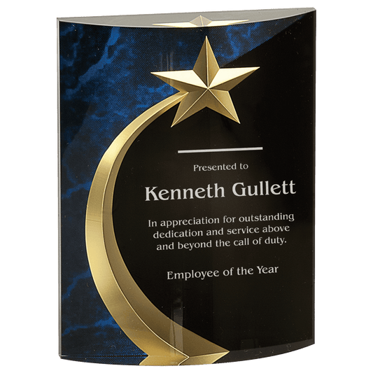 Blue 6" Marble Rounded Shooting Star Acrylic