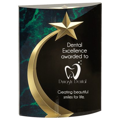 Green 6" Marble Rounded Shooting Star Acrylic