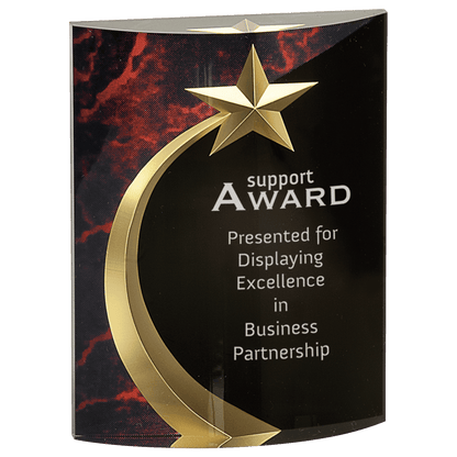 Red 6" Marble Rounded Shooting Star Acrylic