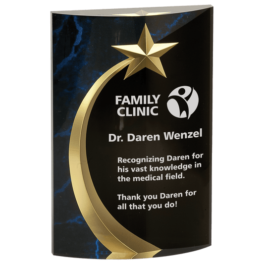 Blue 6 3/4" Marble Rounded Shooting Star Acrylic