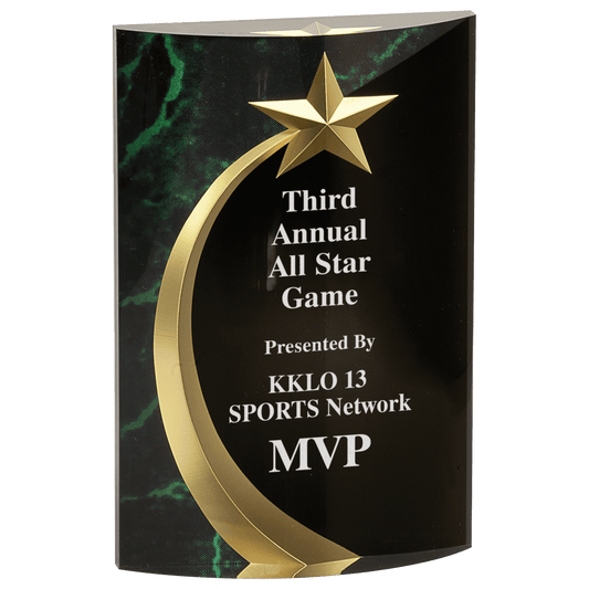 Green 6 3/4" Marble Rounded Shooting Star Acrylic