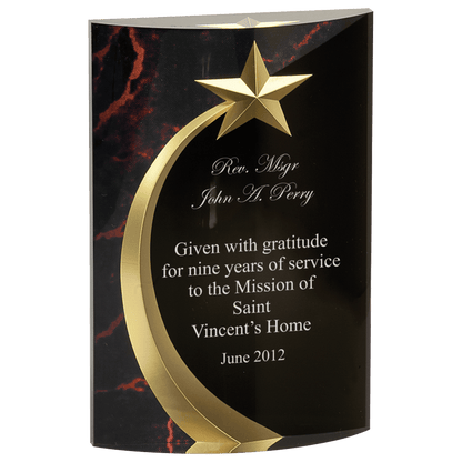 Red 6 3/4" Marble Rounded Shooting Star Acrylic