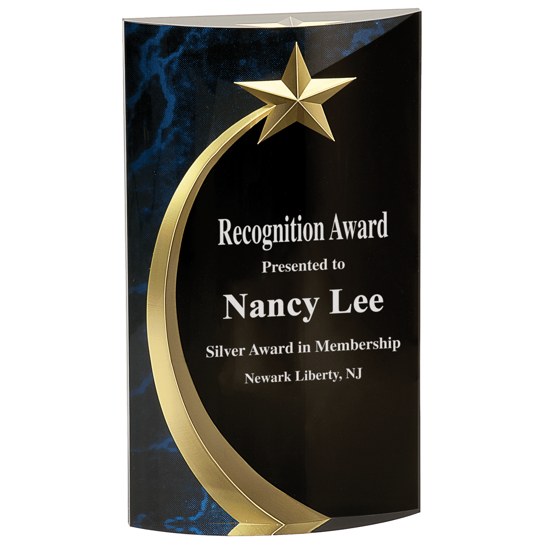 Blue 7 3/4" Marble Rounded Shooting Star Acrylic