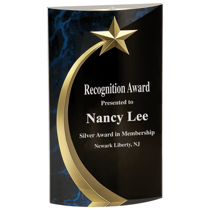 Blue 7 3/4" Marble Rounded Shooting Star Acrylic