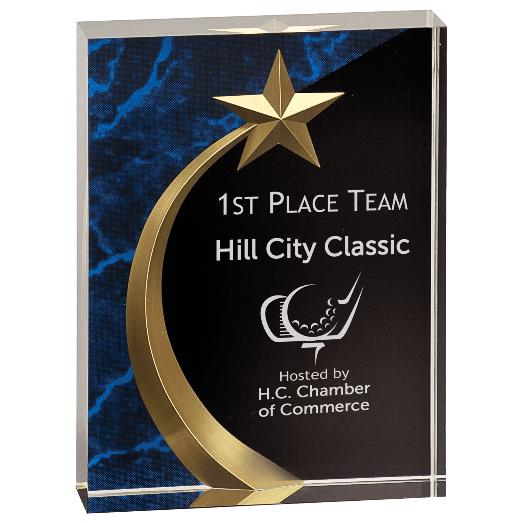 Blue 6" Marble Square Shooting Star Acrylic