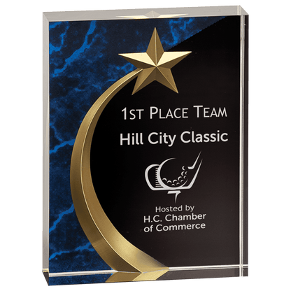 Blue 6" Marble Square Shooting Star Acrylic