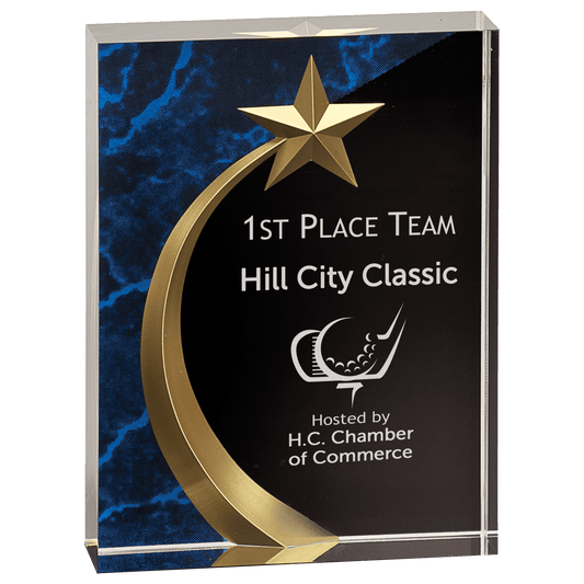 Blue 6" Marble Square Shooting Star Acrylic