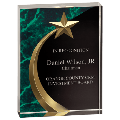 Green 6" Marble Square Shooting Star Acrylic