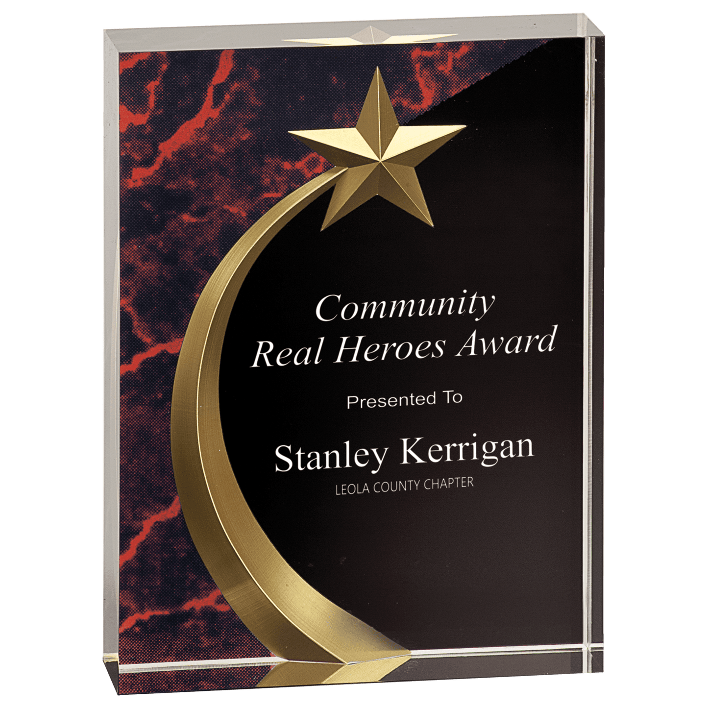 Red 6" Marble Square Shooting Star Acrylic