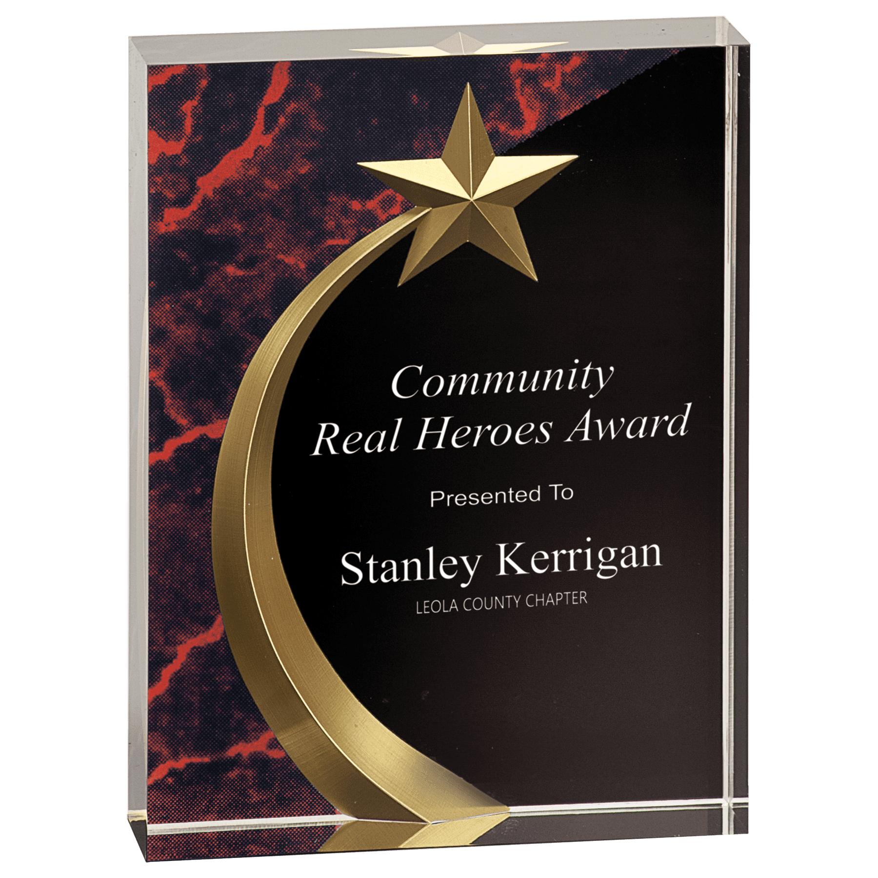 Red 6" Marble Square Shooting Star Acrylic