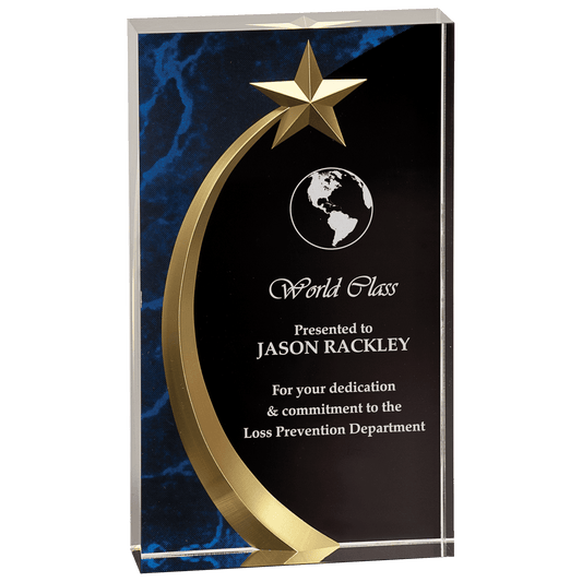 Blue 7 3/4" Marble Square Shooting Star Acrylic