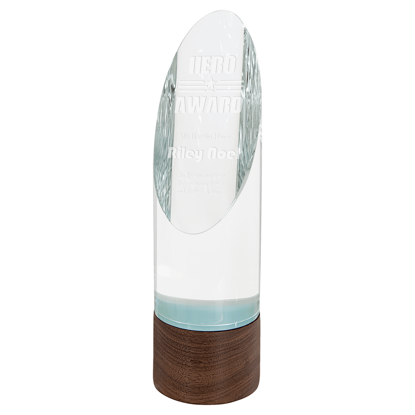 9 3/4" Cylinder Sierra Glass with Walnut Base