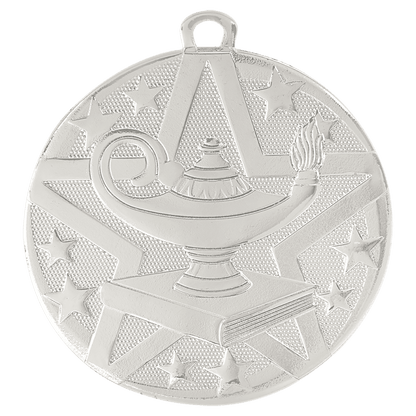 Silver 2" Superstar Lamp of Knowledge Medal