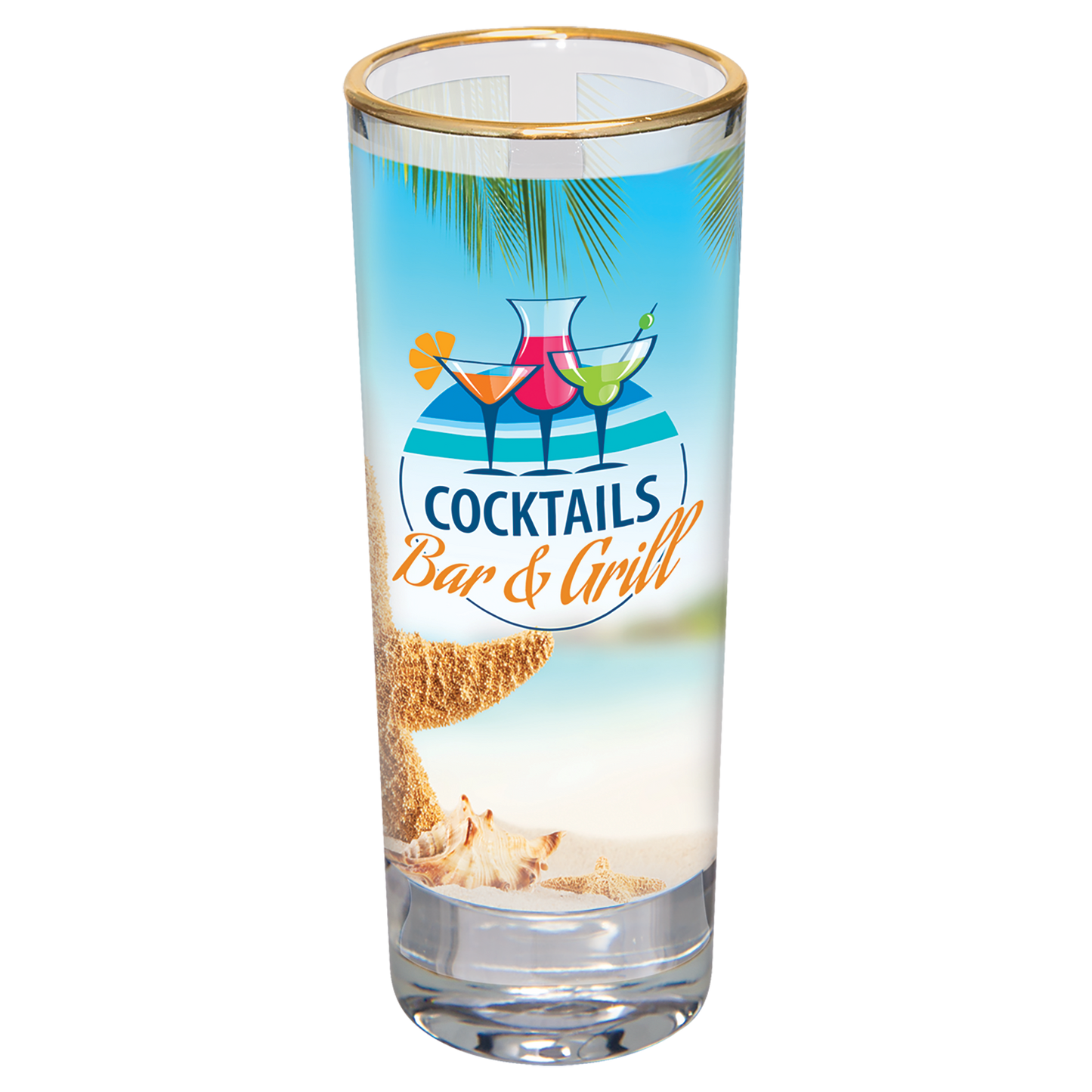 2 1/2 oz. Sublimatable Glass Shooter with Gold Rim