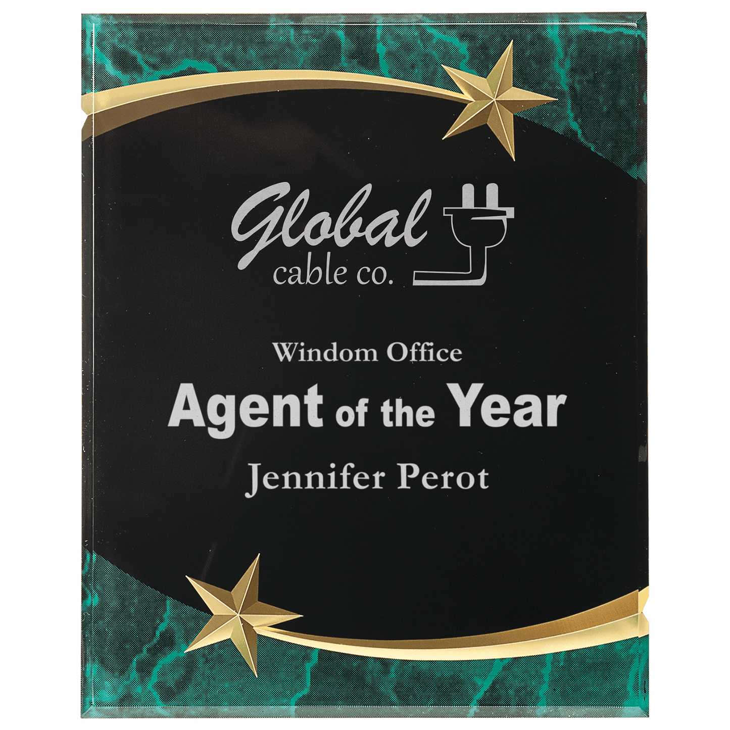 Green 7" x 9" Marble Shooting Star Acrylic Plaque