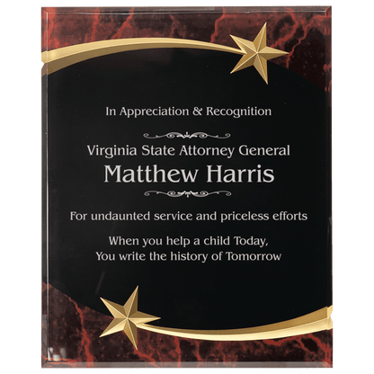 Red 9" x 11" Marble Shooting Star Acrylic Plaque