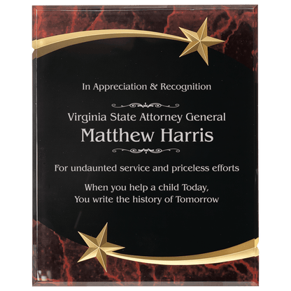 Red 9" x 11" Marble Shooting Star Acrylic Plaque
